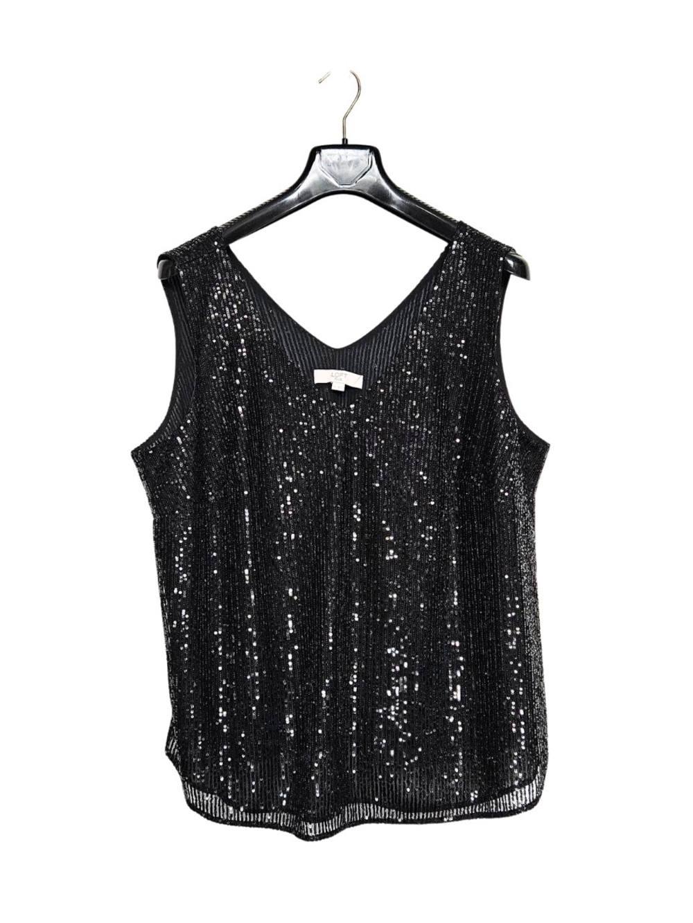LOFT Women's Plus Size 16 Black Sequin Holiday V-Neck Tank